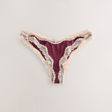 Load image into Gallery viewer, Purple/Green High Shine &amp; Lace Trim Brazilian Knickers 2 Pack
