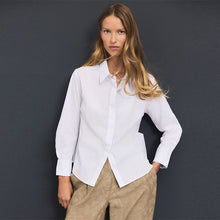 Load image into Gallery viewer, White Fitted Stretch Essential Long Sleeve Shirt
