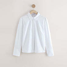 Load image into Gallery viewer, White Fitted Stretch Essential Long Sleeve Shirt
