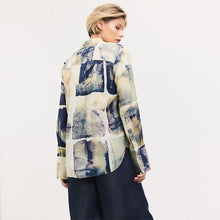 Load image into Gallery viewer, Navy Blue/Ecru Abstract Long Sleeve Button Down Shirt
