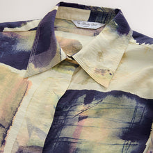 Load image into Gallery viewer, Navy Blue/Ecru Abstract Long Sleeve Button Down Shirt
