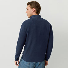Load image into Gallery viewer, Mid Blue Regular Fit Ribbed Chenille Quarter Zip Jumper
