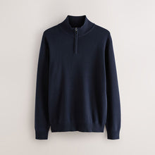 Load image into Gallery viewer, Navy Blue Plain Quarter Zip Jumper
