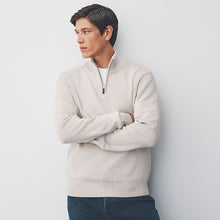 Load image into Gallery viewer, Oatmeal Plain Quarter Zip Jumper
