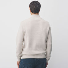 Load image into Gallery viewer, Oatmeal Plain Quarter Zip Jumper
