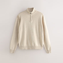 Load image into Gallery viewer, Oatmeal Plain Quarter Zip Jumper
