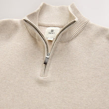 Load image into Gallery viewer, Oatmeal Plain Quarter Zip Jumper
