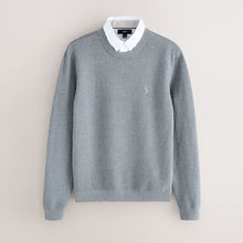 Load image into Gallery viewer, Grey Regular Fit Textured Oxford Mock Shirt Jumper

