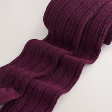 Load image into Gallery viewer, Burgundy Red Regular Length Cotton Rich Cable Tights
