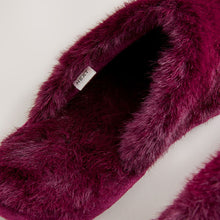 Load image into Gallery viewer, Burgundy Red Faux Fur Mule Slippers
