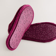 Load image into Gallery viewer, Burgundy Red Faux Fur Mule Slippers
