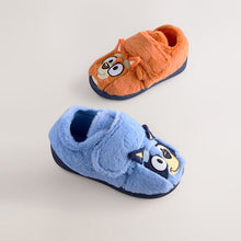 Load image into Gallery viewer, Blue/Orange Bluey Cupsole Slippers
