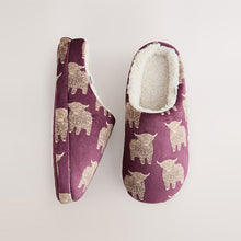 Load image into Gallery viewer, Burgundy Hamish the Highland Cow Slippers
