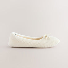 Load image into Gallery viewer, Ecru Velour Cord Ballet Slippers
