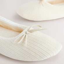 Load image into Gallery viewer, Ecru Velour Cord Ballet Slippers
