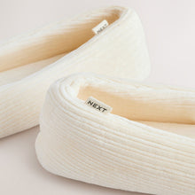 Load image into Gallery viewer, Ecru Velour Cord Ballet Slippers
