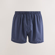 Load image into Gallery viewer, Navy Mixed Pattern 4 pack Woven Pure Boxers
