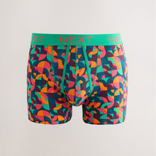 Load image into Gallery viewer, Bright Blue/Orange/Purple Circle Geo Print A-Front Boxers 5 Pack
