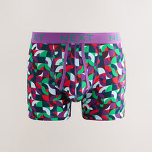 Load image into Gallery viewer, Bright Blue/Orange/Purple Circle Geo Print A-Front Boxers 5 Pack
