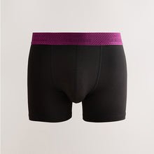 Load image into Gallery viewer, Black Metallic Red/Green Waistband Modal Blend Signature Trunks

