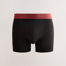 Load image into Gallery viewer, Black Metallic Red/Green Waistband Modal Blend Signature Trunks
