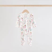 Load image into Gallery viewer, Ecru Fairy Two Way Zip Baby Sleepsuits 3 Pack (0-18mths)
