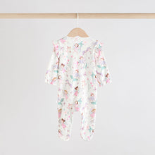 Load image into Gallery viewer, Ecru Fairy Two Way Zip Baby Sleepsuits 3 Pack (0-18mths)
