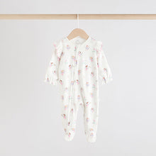 Load image into Gallery viewer, Ecru Fairy Two Way Zip Baby Sleepsuits 3 Pack (0-18mths)
