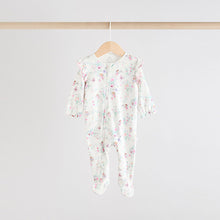 Load image into Gallery viewer, Ecru Fairy Two Way Zip Baby Sleepsuits 3 Pack (0-18mths)
