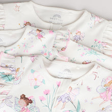 Load image into Gallery viewer, Ecru Fairy Two Way Zip Baby Sleepsuits 3 Pack (0-18mths)

