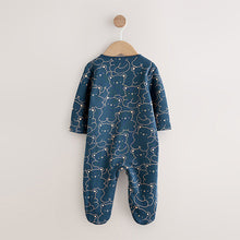 Load image into Gallery viewer, Navy Bear Baby Fleece Lined Sleepsuit
