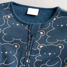 Load image into Gallery viewer, Navy Bear Baby Fleece Lined Sleepsuit
