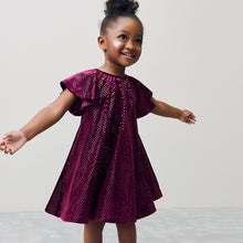 Load image into Gallery viewer, Burgundy Red Sequin Velvet Party Dress (3mths-6yrs)
