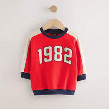 Load image into Gallery viewer, Red 1982 All-Over Print Crew Neck Sweatshirt (3mths-6yrs)
