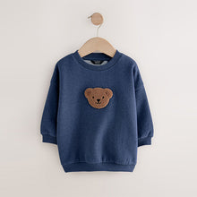 Load image into Gallery viewer, Navy Blue Bear All-Over Print Crew Neck Sweatshirt (3mths-6yrs)
