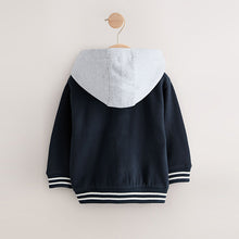 Load image into Gallery viewer, Navy Blue Bear Jersey Bomber Jacket (3mths-6yrs)

