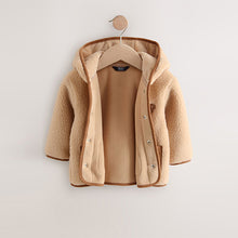 Load image into Gallery viewer, Tan Brown Hooded Fleece Zip Through Jacket (3mths-6yrs)
