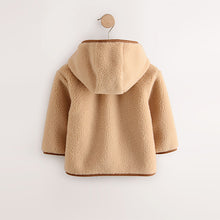 Load image into Gallery viewer, Tan Brown Hooded Fleece Zip Through Jacket (3mths-6yrs)
