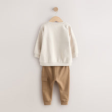 Load image into Gallery viewer, Ecru Off White Utility Sweatshirt and Super Skinny Joggers Set (3mths-6yrs)
