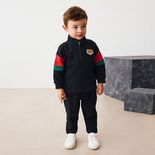 Load image into Gallery viewer, Black Half Zip Top and Joggers Set (3mths-6yrs)
