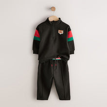 Load image into Gallery viewer, Black Half Zip Top and Joggers Set (3mths-6yrs)
