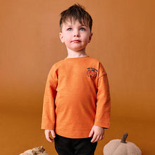 Load image into Gallery viewer, Orange Pumpkin Halloween Long Sleeve Graphic Print T-Shirt (6mths-6yrs)
