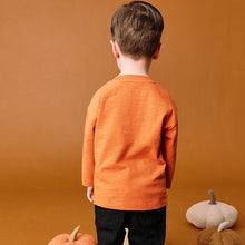 Load image into Gallery viewer, Orange Pumpkin Halloween Long Sleeve Graphic Print T-Shirt (6mths-6yrs)
