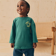Load image into Gallery viewer, Green Duck Long Sleeves Semi Plain T-Shirt (3mths-6yrs)
