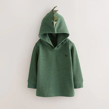Load image into Gallery viewer, Khaki Green Textured Jersey Dino Spikes Hoodie (3mths-4yrs)
