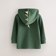 Load image into Gallery viewer, Khaki Green Textured Jersey Dino Spikes Hoodie (3mths-4yrs)

