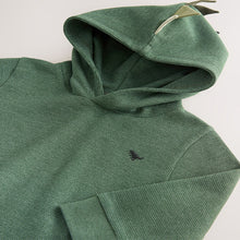 Load image into Gallery viewer, Khaki Green Textured Jersey Dino Spikes Hoodie (3mths-4yrs)
