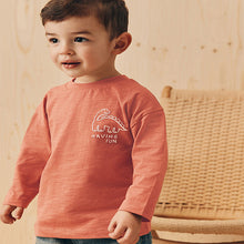Load image into Gallery viewer, Rust Brown Dinosaur Long Sleeve Back Print T-Shirt (3mths-5yrs)
