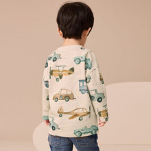 Load image into Gallery viewer, White Transport 100% Cotton Long Sleeve All-Over Print T-Shirt (3mths-6yrs)
