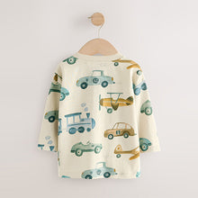 Load image into Gallery viewer, White Transport 100% Cotton Long Sleeve All-Over Print T-Shirt (3mths-6yrs)
